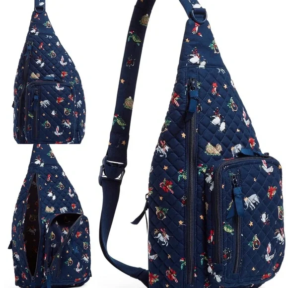 Vera Bradley sling backpack snow globe motifs Vera Bradley Retired Snow Globe Motifs Quilted Sling  main image 3